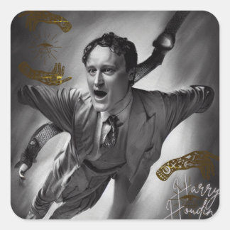 Harry Houdini Stickers Porträtt Art Pop Art Fyrkantigt Klistermärke