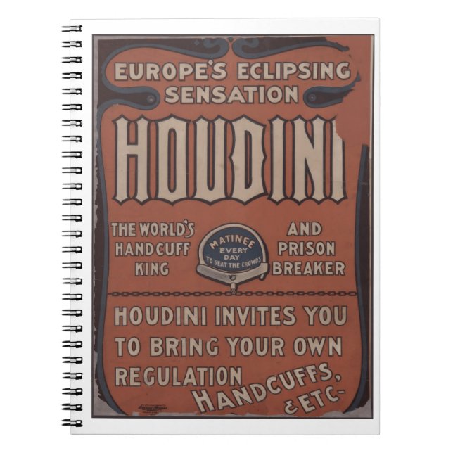 Harry Houdini: världens handklocka kung Anteckningsbok (Framsidan)