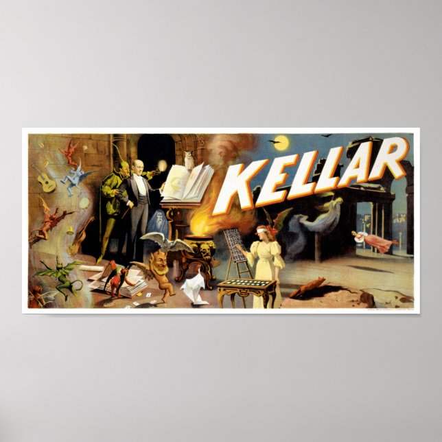 Harry Kellar Magician 1894 Vintage affisch återstä (Framsidan)