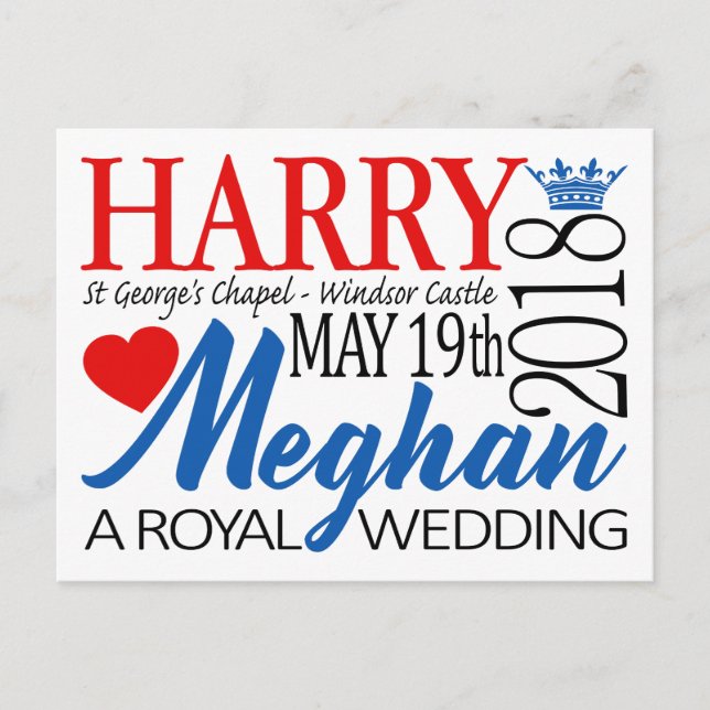 Harry & Meghan Bröllop, 19 maj 2018 Vykort (Framsida)