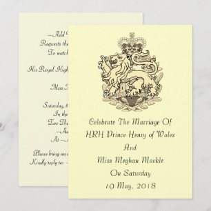 Harry & Meghan elegant kunglig bröllopinbjudan Inbjudningar