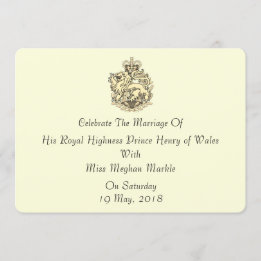 Harry & Meghan Elegant Royal bröllopsinbjudning Inbjudningar