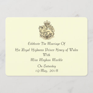 Harry & Meghan Elegant Royal bröllopsinbjudning Inbjudningar