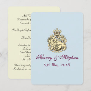 Harry Meghan Posh kunglig bröllopinbjudan (blått) Inbjudningar