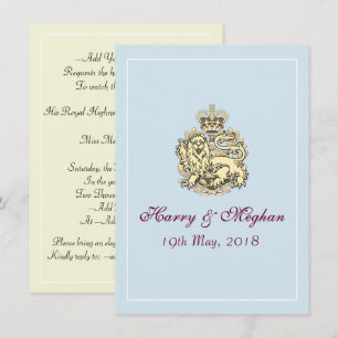 Harry Meghan Royal Bröllop Posh Inbjudan (blå)