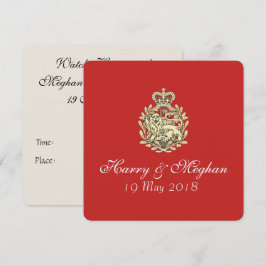 Harry Meghan Royal Bröllop Red Inbjudan (Square)