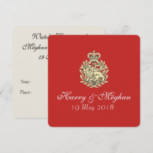 Harry Meghan Royal Bröllop Red Inbjudan (Square)