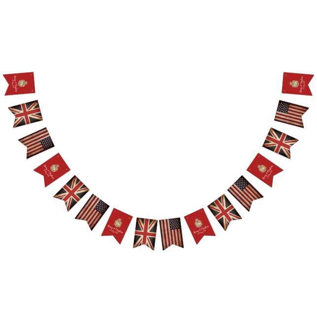 Harry Meghan UK USA flagga Bröllopsfest Banner (Alla)