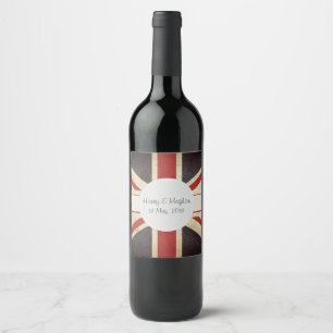 Harry & Meghan Union Jack Vin Label Vinflaska Etikett