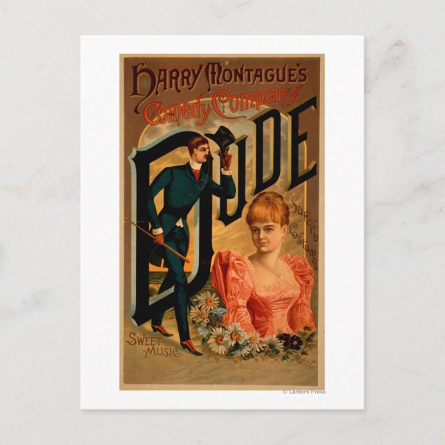Harry Montague's Comedy "Boy" Theater Poster Vykort (Framsida)
