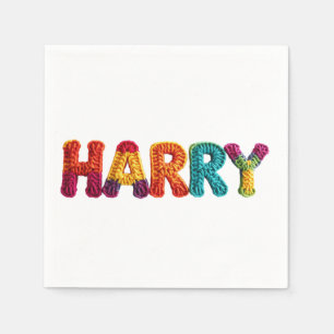 HARRY Namn i Vibrant Crochet Mönster Pappersservett