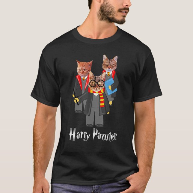 Harry Pawter Kitten for Cat, Cute Potter Cats T Shirt (Framsida)