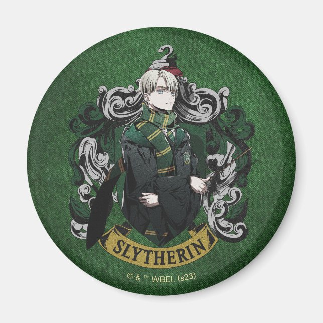 HARRY POTTER™ | Anime Draco Malfoy House Vapensköl Magnet (Framsidan)