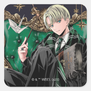 HARRY POTTER™   Anime Draco Malfoy Seed Fyrkantigt Klistermärke