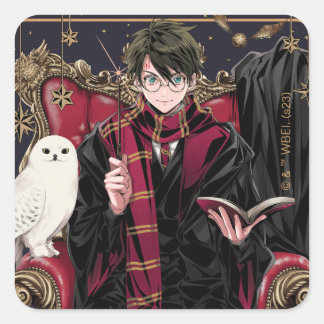 HARRY POTTER™ | Anime HARRY POTTER™ sittande Fyrkantigt Klistermärke