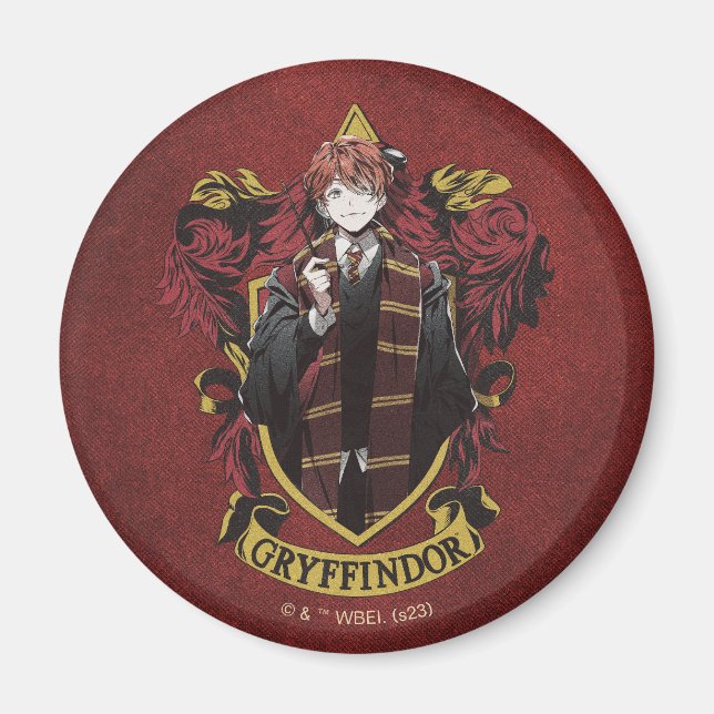 HARRY POTTER™ | Anime Ron Weasley House Vapensköld Magnet (Framsidan)