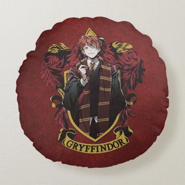 HARRY POTTER™ | Anime Ron Weasley House Vapensköld Rund Kudde (Framsidan)