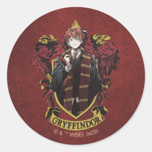 HARRY POTTER™   Anime Ron Weasley House Vapensköld Runt Klistermärke