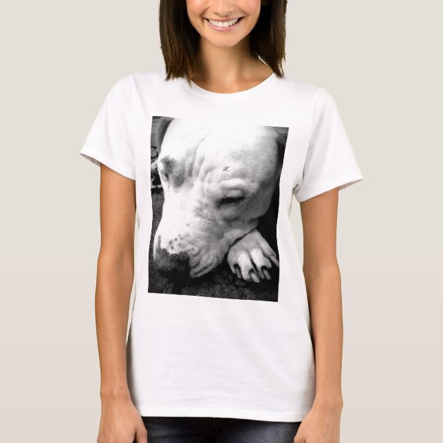 harry potter ärr hund vit pit bull tee (Framsida)