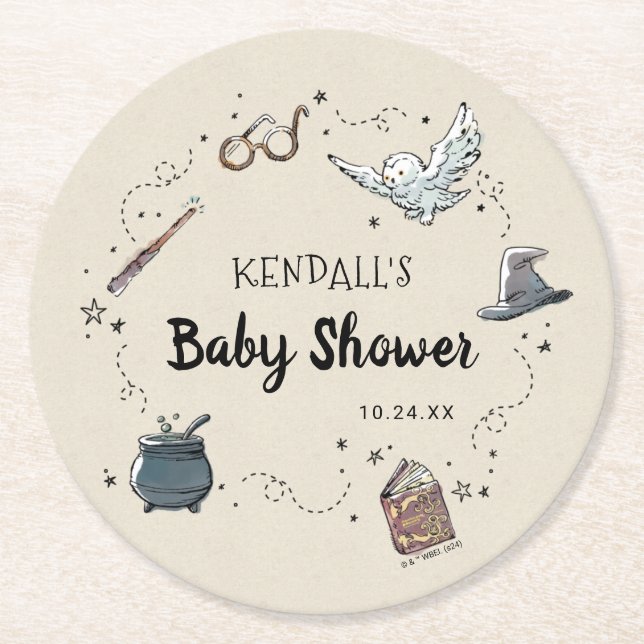 HARRY POTTER™ Baby Shower Underlägg Papper Rund (Framsidan)