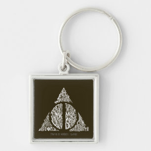 Harry Potter Besvärjelse   DEATHLY HALLOWS Typogra Fyrkantig Silverfärgad Nyckelring