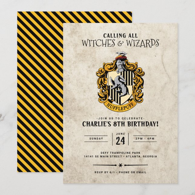Harry Potter Birthday | Hufflepuff-inbjudan Inbjudningar (Fram/baksida)