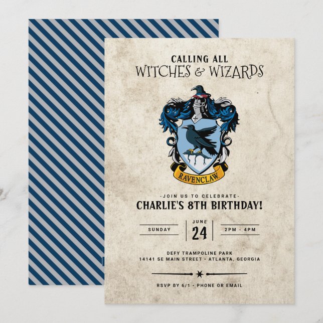 Harry Potter Birthday | Ravenclaw-inbjudan Inbjudningar (Fram/baksida)