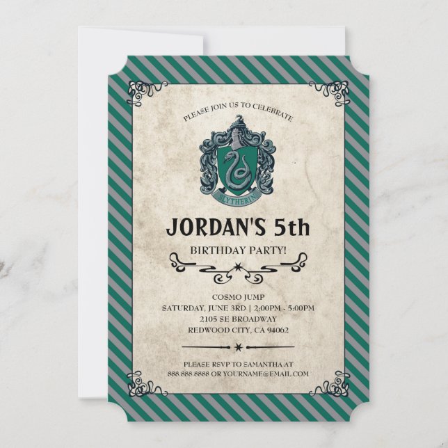 Harry Potter Birthday | Slytherin Inbjudningar (Framsida)