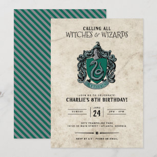 Harry Potter Birthday Slytherininbjudan Inbjudningar