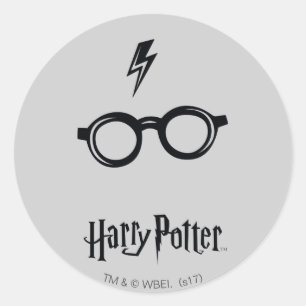 Harry Potter Blixtärr och glasögon Runt Klistermärke