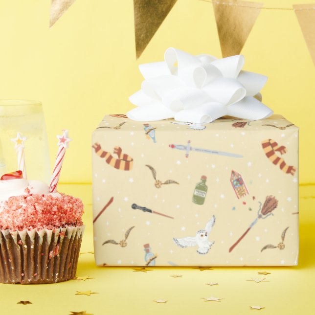 Harry Potter Cartoon Pattern Presentpapper (Födelsedagsfest)