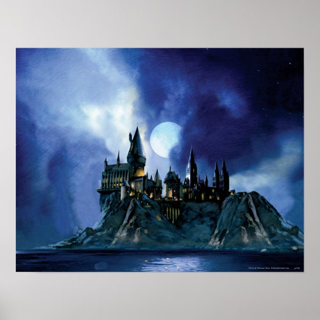 Harry Potter Castle | Hogwarts på natten Poster (Framsidan)