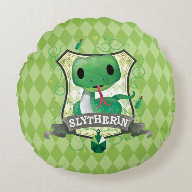 Harry Potter | charma SLYTHERIN™ vapensköld Rund Kudde (Framsidan)