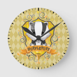 Harry Potter Charming HUFFLEPUFF™ Vapensköld Rund Klocka