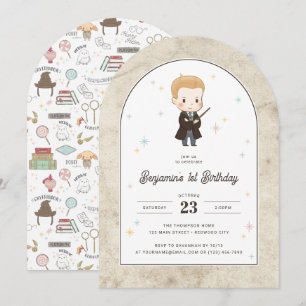 Harry Potter Chibi Draco Malfoy Trollkarl Födels Inbjudningar