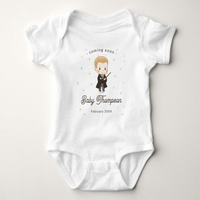 Harry Potter Chibi Draco Malfoy Wizard Baby Shower T Shirt (Framsida)