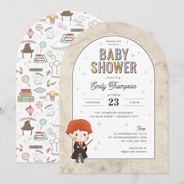 Harry Potter Chibi Ron Weasley Trollkarl Baby Show Inbjudningar (Fram/baksida)