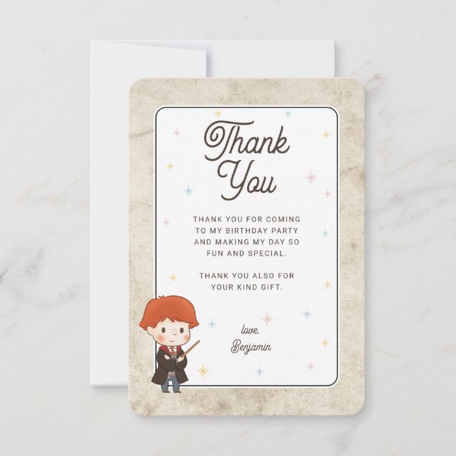 Harry Potter Chibi Ron Weasley Trollkarl Födelseda Tack Kort (Framsida)