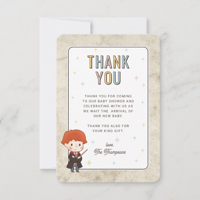 Harry Potter Chibi Ron Weasley Wizard Baby Shower Tack Kort (Framsida)