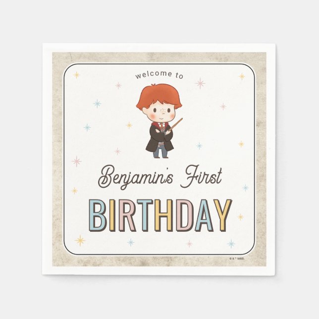Harry Potter Chibi Ron Weasley Wizard Birthday Pappersservett (Framsidan)