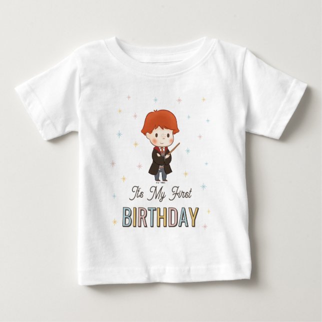 Harry Potter Chibi Ron Weasley Wizard Birthday T Shirt (Framsida)