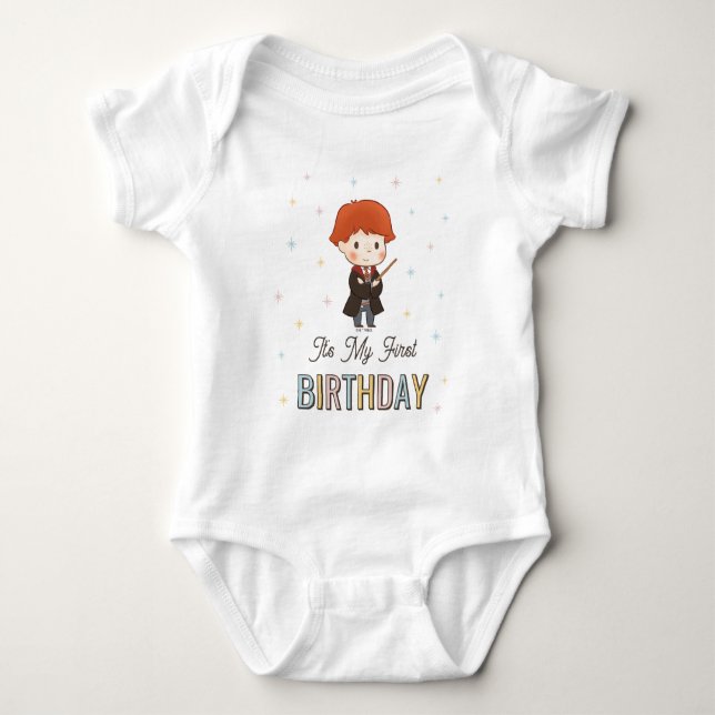 Harry Potter Chibi Ron Weasley Wizard Birthday T Shirt (Framsida)