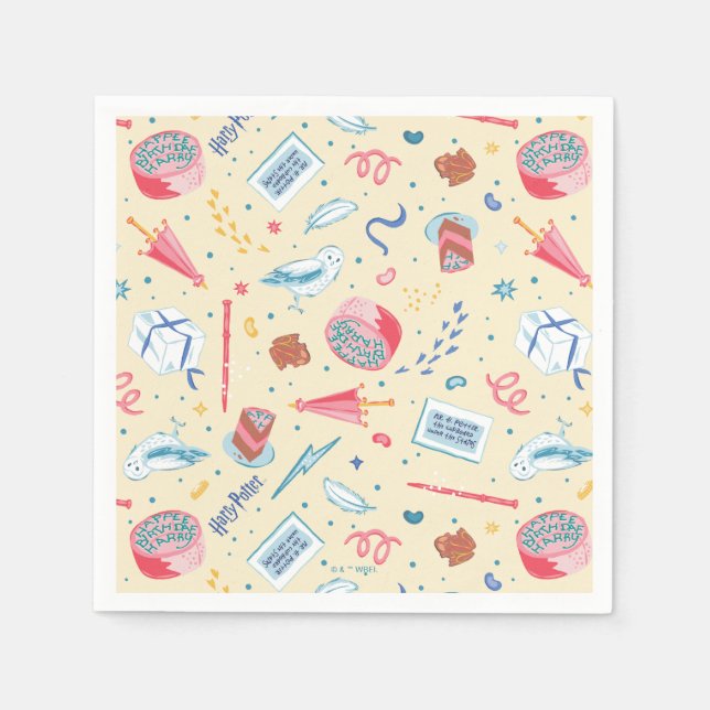 HARRY POTTER™ Födelsedagsfirande Mönster Pappersservett (Framsidan)