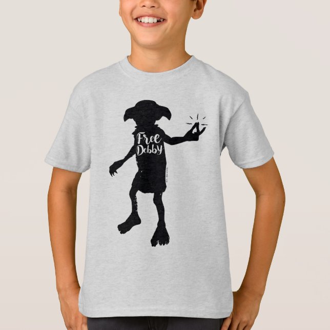 Harry Potter | "Free Dobby" Silhouette Typography Tee Shirt (Framsida)