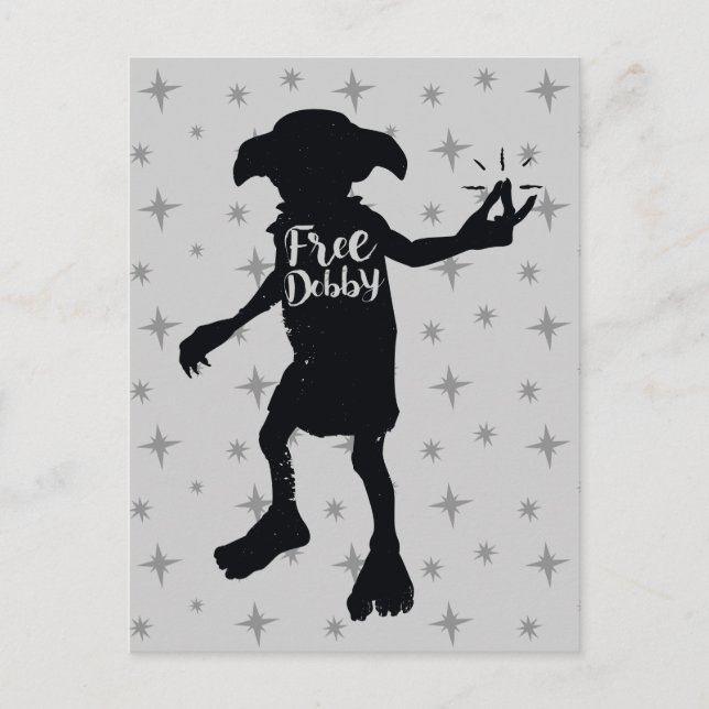Harry Potter | "Free Dobby" Silhouette Typography Vykort (Framsida)