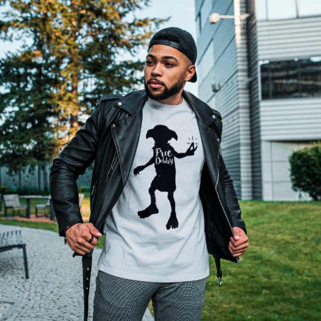 Harry Potter | "Fri Dobby" Silhuett Typografi T Shirt (Skapare uppladdad)