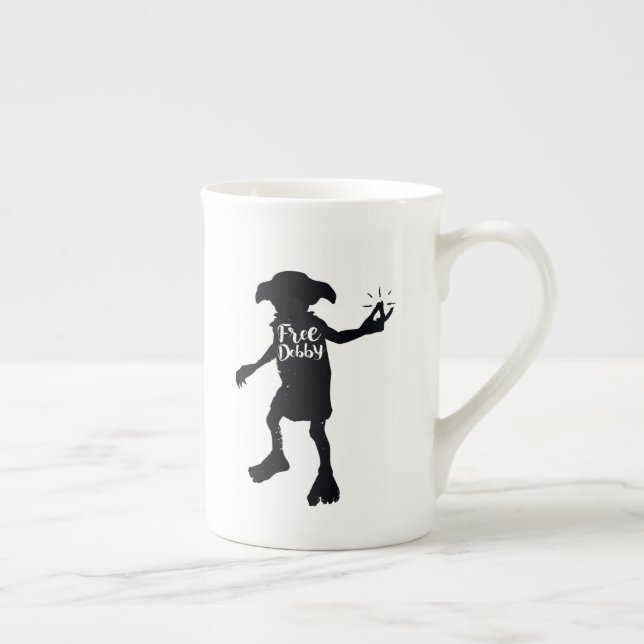 Harry Potter | "Frigör Dobby" Silhuett Typografi Benporslin Mugg (Höger)