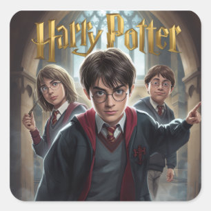 harry potter fyrkantigt klistermärke