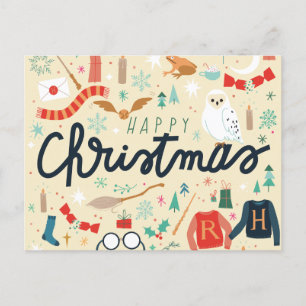 Harry Potter   God Jul Med Festiva Ikoner Helg Vykort