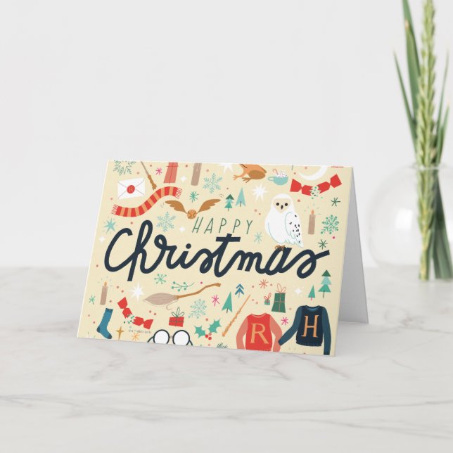 Harry Potter | God Jul Med Festliga Ikoner Helgkort (Framsida)